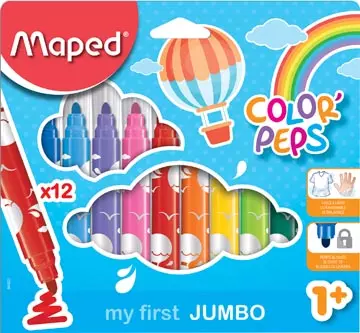 Een Maped viltstift Color'Peps Jumbo Early Age, etui van 12 stuks, assorti koop je bij ShopXPress