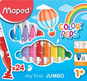 Een Maped viltstift Color'Peps Jumbo Early Age, etui van 24 stuks in geassorteerde kleuren koop je bij ShopXPress