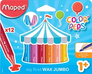 Een Maped waskrijt Color'Peps Jumbo Early Age, doos van 12 stuks in geassorteerde kleuren koop je bij ShopXPress