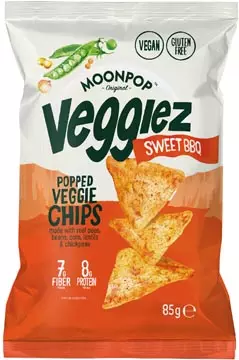 Een Moonpop Veggiez chips Sweet BBQ, zak van 85 g koop je bij ShopXPress