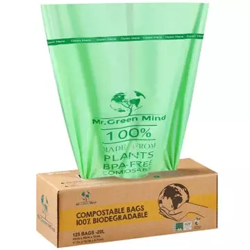 Een Mr. Green Mind vuilniszakken Bio, 20 liter, groen, doos van 125 stuks koop je bij ShopXPress