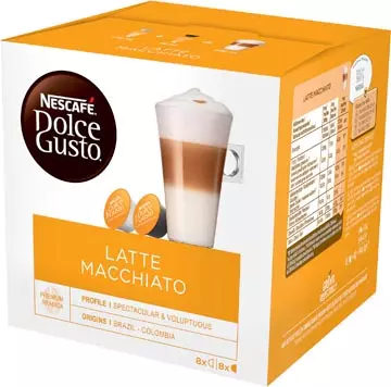 Een Nescafé Dolce Gusto koffiecapsules, Latte Macchiato, pak van 16 stuks koop je bij ShopXPress