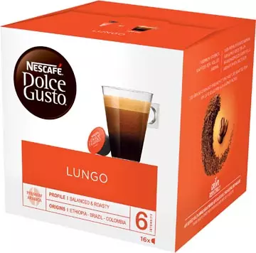 Een Nescafé Dolce Gusto koffiecapsules, Lungo, pak van 16 stuks koop je bij ShopXPress