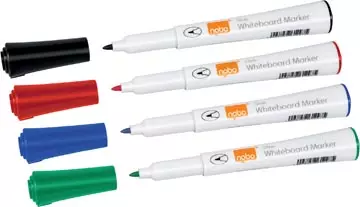 Een Nobo Glide whiteboardmarker, pak van 4 stuks, geassorteerde kleuren koop je bij ShopXPress