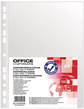 Vous pouvez acheter un OFFICE products pochette perforée, ft A4, 60 microns, lisse, paquet de 100 pièces chez Supplierz BV