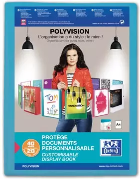 Een OXFORD Polyvision personaliseerbare presentatiealbum, formaat A4, uit PP, 20 tassen, blauw koop je bij ShopXPress