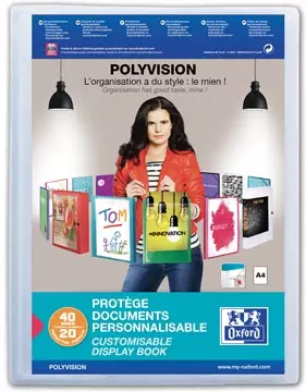 Een OXFORD Polyvision personaliseerbare presentatiealbum, formaat A4, uit PP, 20 tassen, transparant koop je bij ShopXPress