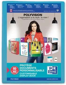 Een OXFORD Polyvision personaliseerbare presentatiealbum, formaat A4, uit PP, 40 tassen, blauw koop je bij ShopXPress