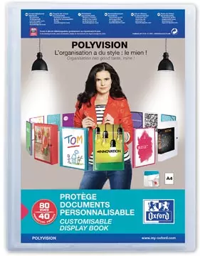 Een OXFORD Polyvision personaliseerbare presentatiealbum, formaat A4, uit PP, 40 tassen, transparant koop je bij ShopXPress