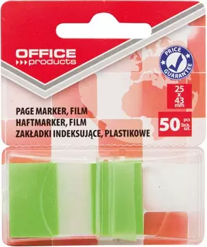 Een Office Products index, 25 x 43 mm, blister van 50 tabs, groen koop je bij ShopXPress