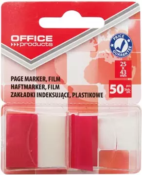 Een Office Products index, 25 x 43 mm, blister van 50 tabs, rood koop je bij ShopXPress