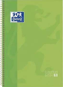 Een Oxford School Classic Europeanbook spiraalblok, ft A4+, 160 bladzijden, geruit 5 mm, groen koop je bij ShopXPress