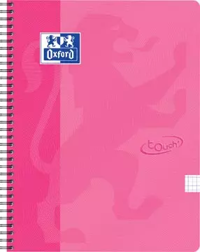 Een Oxford School Touch spiraalblok, ft A4, 140 bladzijden, geruit 5 mm, roze koop je bij ShopXPress