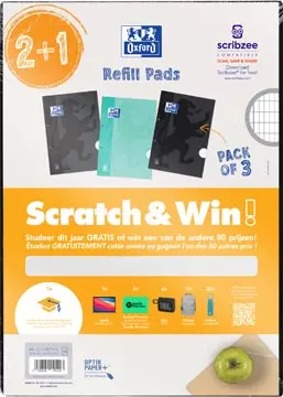 Een Oxford School cursusblok, ft A4, 100 vel, assorti, commercieel geruit, 2 + 1 gratis, Scratch & Win koop je bij ShopXPress