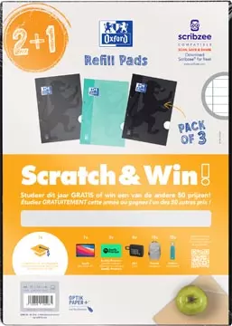 Een Oxford School cursusblok, ft A4, 100 vel, assorti, gelijnd, 2 + 1 gratis, Scratch & Win koop je bij ShopXPress