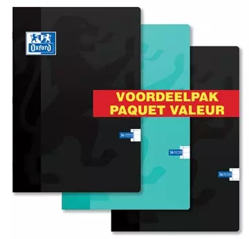 Een Oxford School schrift, ft A4, 72 bladzijden, kantlijn, gelijnd, pak van 3 stuks, geassorteerde kleuren koop je bij ShopXPress