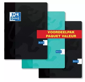 Een Oxford School schrift, ft A5, 72 bladzijden, kantlijn, gelijnd, pak van 3 stuks, geassorteerde kleuren koop je bij ShopXPress