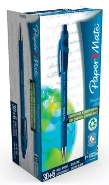 Een Paper Mate balpen Flexgrip Ultra RT blauw, doos 30 + 6 stuks gratis koop je bij ShopXPress