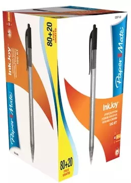 Een Paper Mate balpen InkJoy 100 RT, zwart, doos 80 + 20 gratis koop je bij ShopXPress