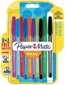 Een Paper Mate balpen InkJoy 100 met dop, blister 8 + 2 gratis koop je bij ShopXPress