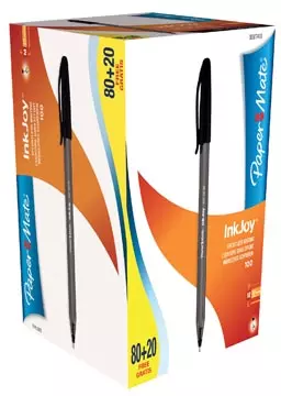 Een Paper Mate balpen InkJoy 100 met dop, zwart, doos 80 + 20 gratis koop je bij ShopXPress