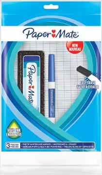 Een Paper Mate whiteboardmarker met fijne punt, set van 3 stuks, blauw koop je bij ShopXPress