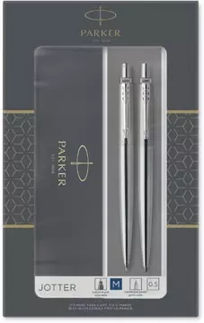 Een Parker Jotter giftbox duoset, balpen en vulpotlood, zilver CT koop je bij ShopXPress