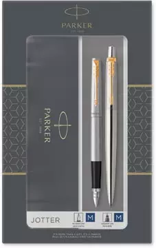 Een Parker Jotter giftbox duoset, vulpen en balpen, goud koop je bij ShopXPress