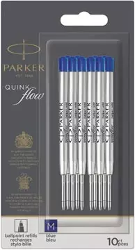 Een Parker Quinkflow vulling voor balpen, medium, blauw, blister met 10 stuks koop je bij ShopXPress