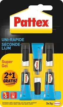 Een Pattex Super Gel secondelijm, 3 g, 2 + 1 gratis, op blister koop je bij ShopXPress