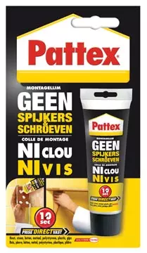 Een Pattex montagelijm Geen Spijkers & Schroeven, tube van 50 g, op blister koop je bij ShopXPress