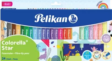 Een Pelikan Colorella Star viltstift, etui van 18 stuks + 6 pastelkleuren koop je bij ShopXPress