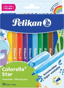 Een Pelikan viltstift Colorella Star 10 stiften in kartonnen ophangdoosje koop je bij ShopXPress