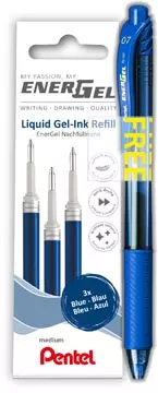 Een Pentel vulling Energel, 0,7 mm, blauw, 3 stuks + roller (GRATIS) koop je bij ShopXPress