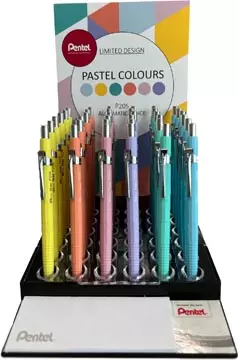 Een Pentel vulpotlood voor potloodstiften: 0,5 mm, display van 36 stuks in geassorteerde pastel kleuren koop je bij ShopXPress