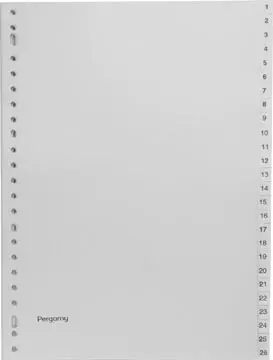 Een Pergamy tabbladen, ft A4, 23-gaatsperforatie, grijze PP, set 1-52 koop je bij ShopXPress