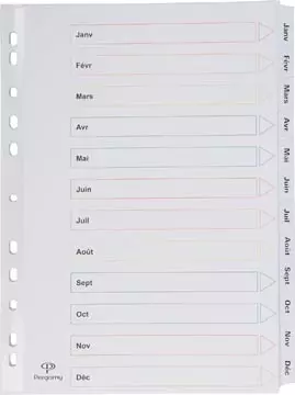 Een Pergamy tabbladen met indexblad, ft A4, 11-gaatsperforatie, janvier-décembre koop je bij ShopXPress