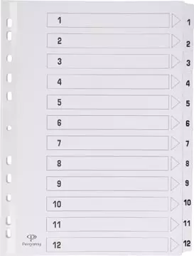 Een Pergamy tabbladen met indexblad, ft A4, 11-gaatsperforatie, karton, set 1-12 koop je bij ShopXPress