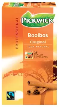 Een Pickwick thee, rooibos, fairtrade, pak van 25 zakjes koop je bij ShopXPress