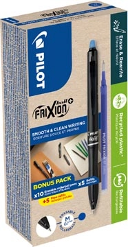 Een Pilot FriXion Ball Plus roller, medium, blauw, doos van 10 stuks + 10 navullingen koop je bij Supplierz BV