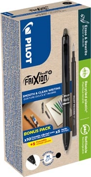 Een Pilot FriXion Ball Plus roller, medium, zwart, doos van 10 stuks + 10 navullingen koop je bij Supplierz BV