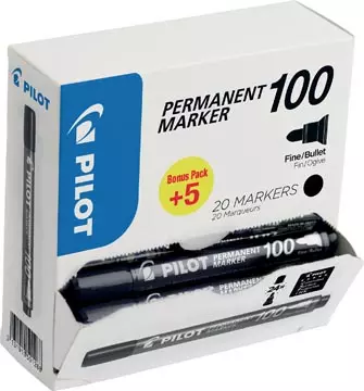 Een Pilot permanent marker 100, XXL doos met 15 + 5 stuks, zwart koop je bij ShopXPress