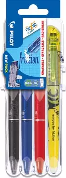 Een Pilot roller Frixion Ball Clicker, Set 2 Go blister van 4 stuks: zwart, blauw, rood en Light geel koop je bij ShopXPress