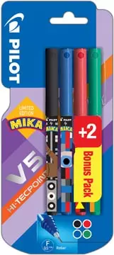 Een Pilot roller V-5 Mika, blister van 2+2 stuks gratis in geassorteerde kleuren koop je bij ShopXPress