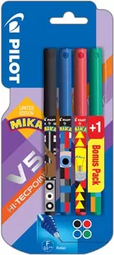 Een Pilot roller V-5 Mika, blister van 3+1 stuks gratis in geassorteerde kleuren koop je bij ShopXPress