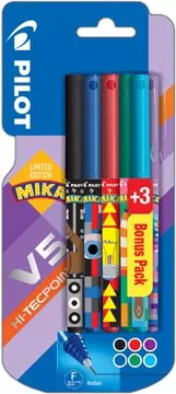 Een Pilot roller V-5 Mika, blister van 3+3 stuks gratis in geassorteerde kleuren koop je bij ShopXPress