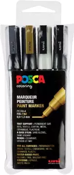 Een Posca paintmarker PC-3M, set van 4 markers in geassorteerde kleuren koop je bij ShopXPress