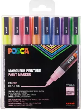 Een Posca paintmarker PC-3M, set van 8 markers, glitter, assorti koop je bij ShopXPress