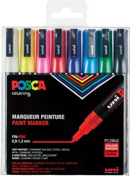 Een Posca paintmarker PC-3M, set van 8 markers in geassorteerde basiskleuren koop je bij ShopXPress