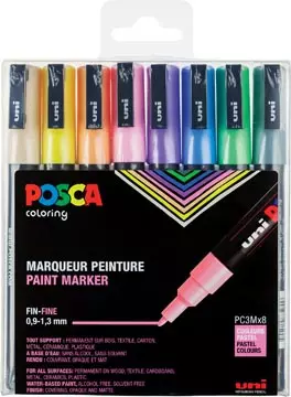 Een Posca paintmarker PC-3M, set van 8 markers in geassorteerde pastelkleuren koop je bij ShopXPress